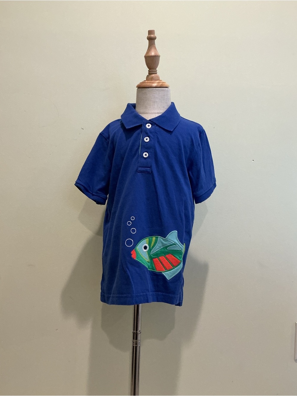 Gymboree Royal Blue Polo with Colorful Fish Applique